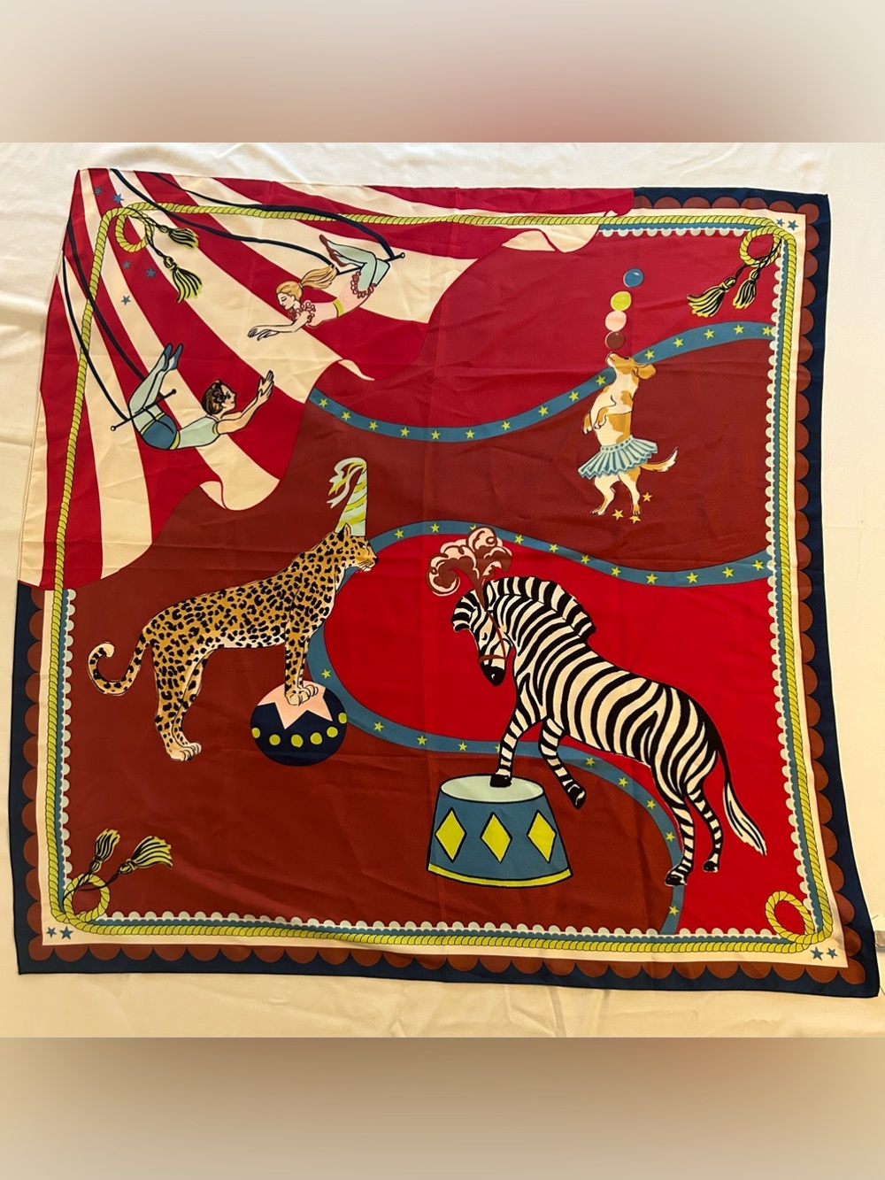LOFT Red and Cream Circus Animal scarf